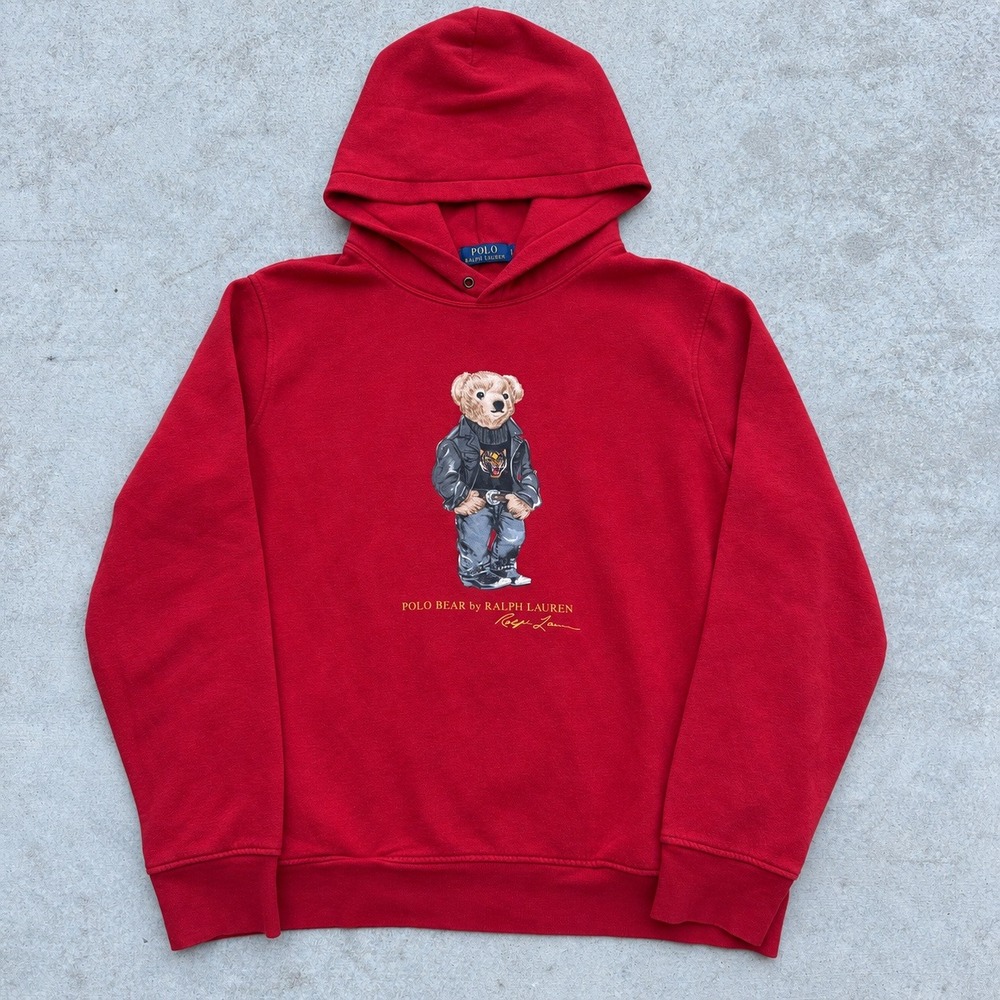 POLO RALPH LAUREN Lunar New Year Tiger Polo Bear Fleece Hoodie Sweater Red Large